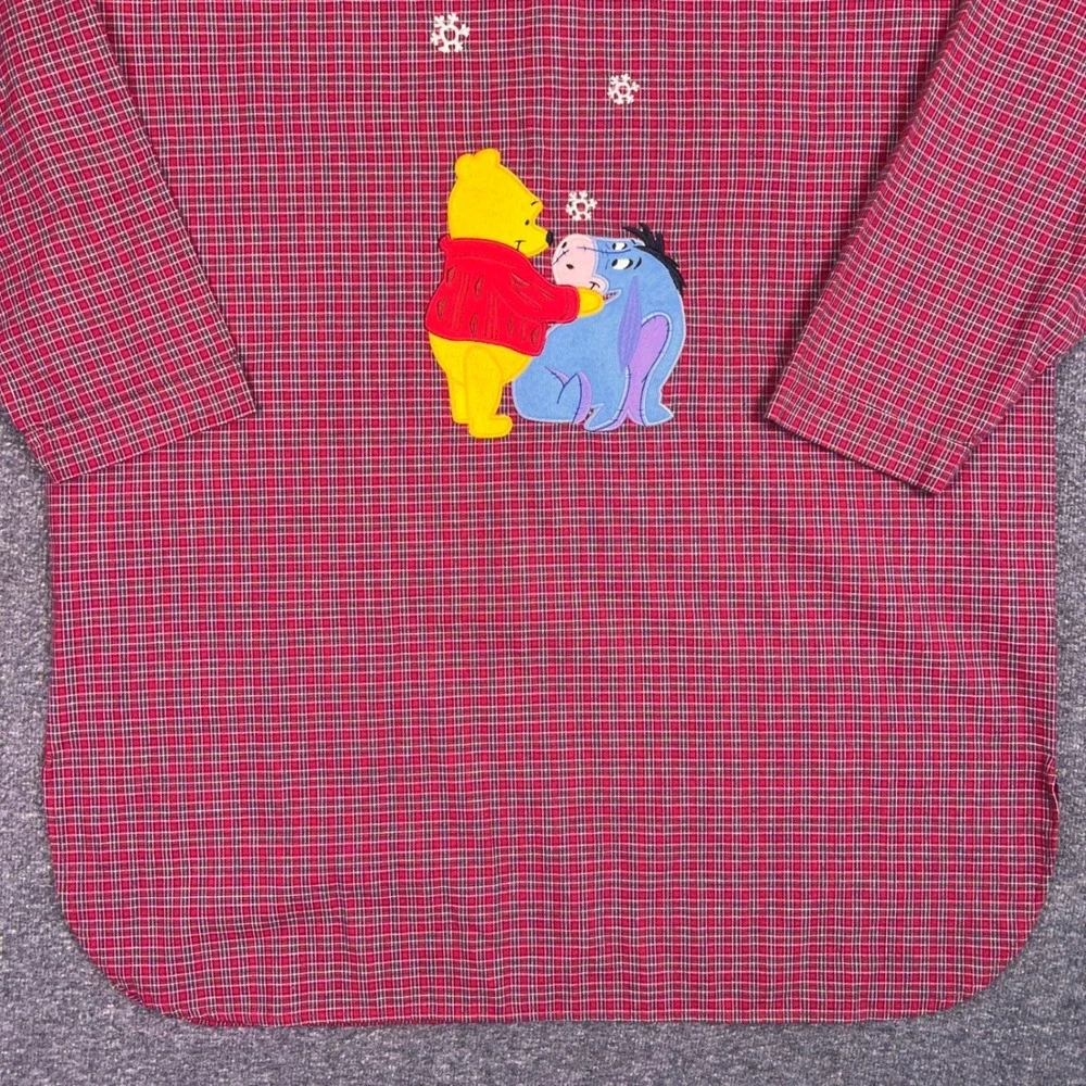 Disney Nightshirt Womens L/XL Red Plaid Winnie Pooh Eeyore Christmas Sleepwear - Picture 11 of 16